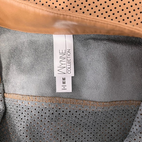 WYNNELayers Collection Vegan Leather Jacket Womens M Perforated Camel Brown - Picture 4 of 12